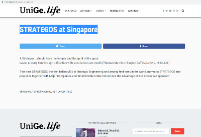 STRATEGOS in Singapore, October & November 2019